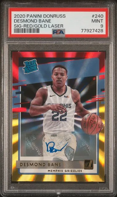 2020 Panini Donruss Desmond Bane Signature-Red/Gold Laser #240 card image