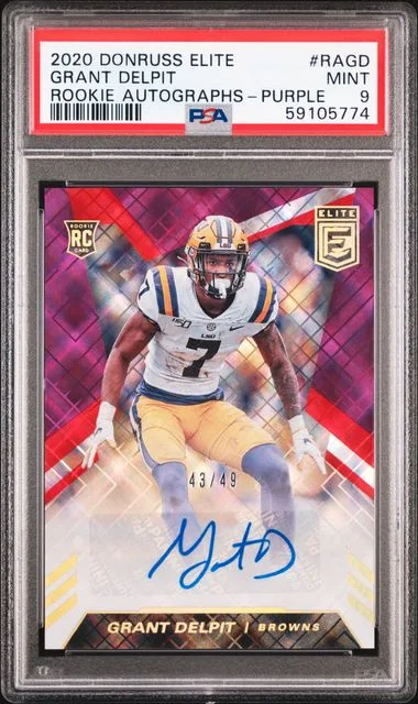 2020 Panini Donruss Elite Autographs Purple Ragd Grant Delpit #no-number card image