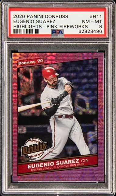 2020 Panini Donruss Eugenio Suarez Highlights Pink Fireworks #H11 card image