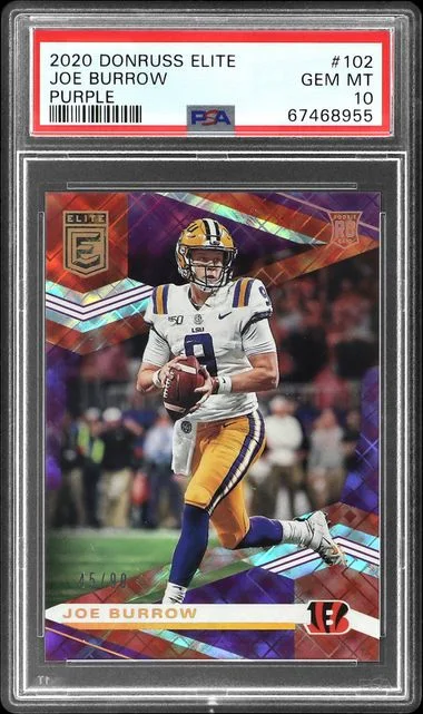 2020 Panini Donruss Joe Burrow Elite Purple #102 card image