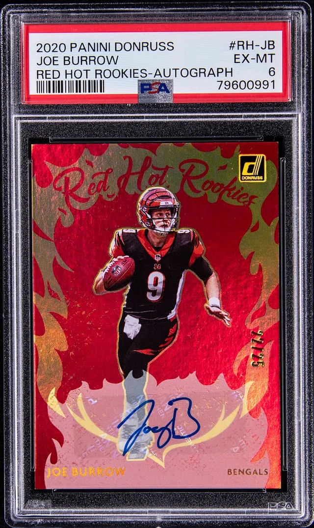 2020 Panini Donruss Joe Burrow Red Hot Rookies Autograph #RH-JB card image
