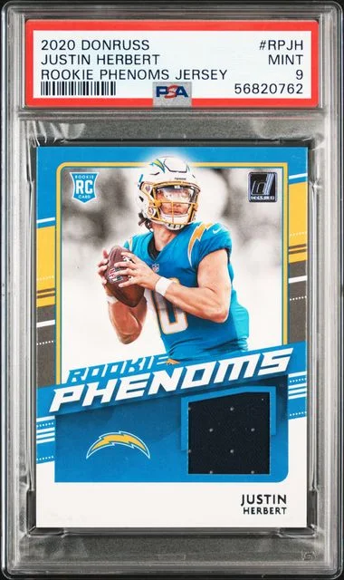 2020 Panini Donruss Justin Herbert Phenoms Jersey #RPJH card image