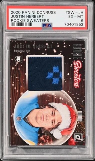 2020 Panini Donruss Justin Herbert Sweaters #SW-JH card image