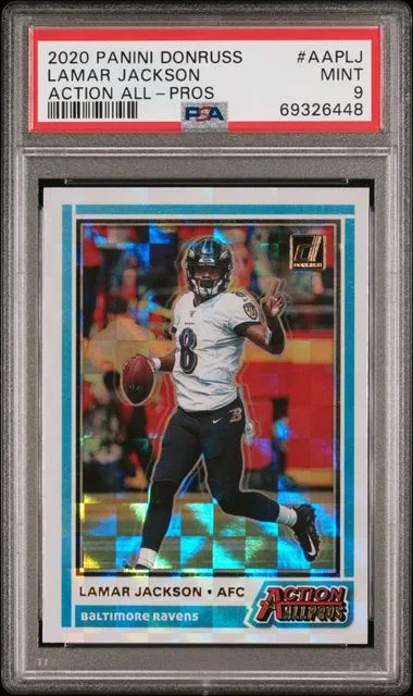 2020 Panini Donruss Lamar Jackson Action All-Pros #AAP-LJ card image