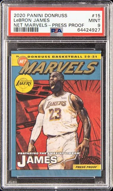 2020 Panini Donruss LeBron James Net Marvels Press Proof #15 card image