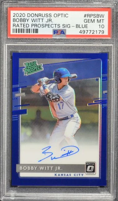 2020 Panini Donruss Optic Bobby Witt Jr. Rated Prospects Signature Blue #RPS-BW card image