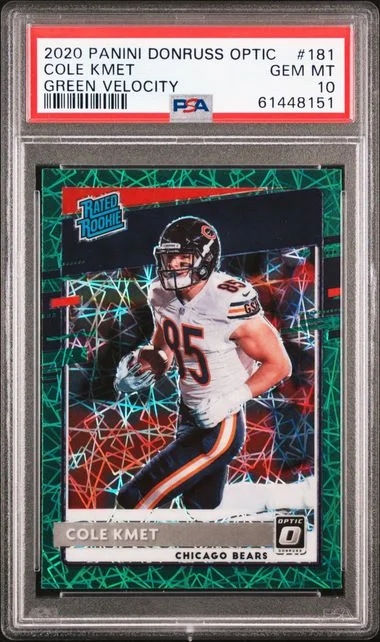 2020 Panini Donruss Optic Cole Kmet Green Velocity #181 card image
