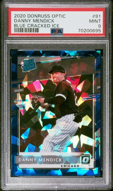 2020 Panini Donruss Optic Danny Mendick Blue Cracked Ice #91 card image