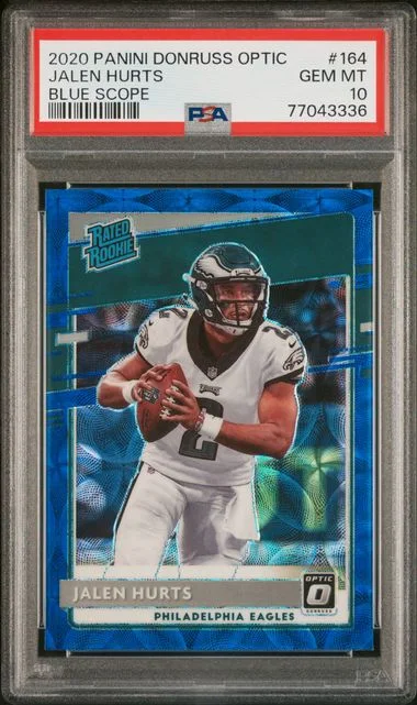 2020 Panini Donruss Optic Jalen Hurts Blue Hyper #164 card image