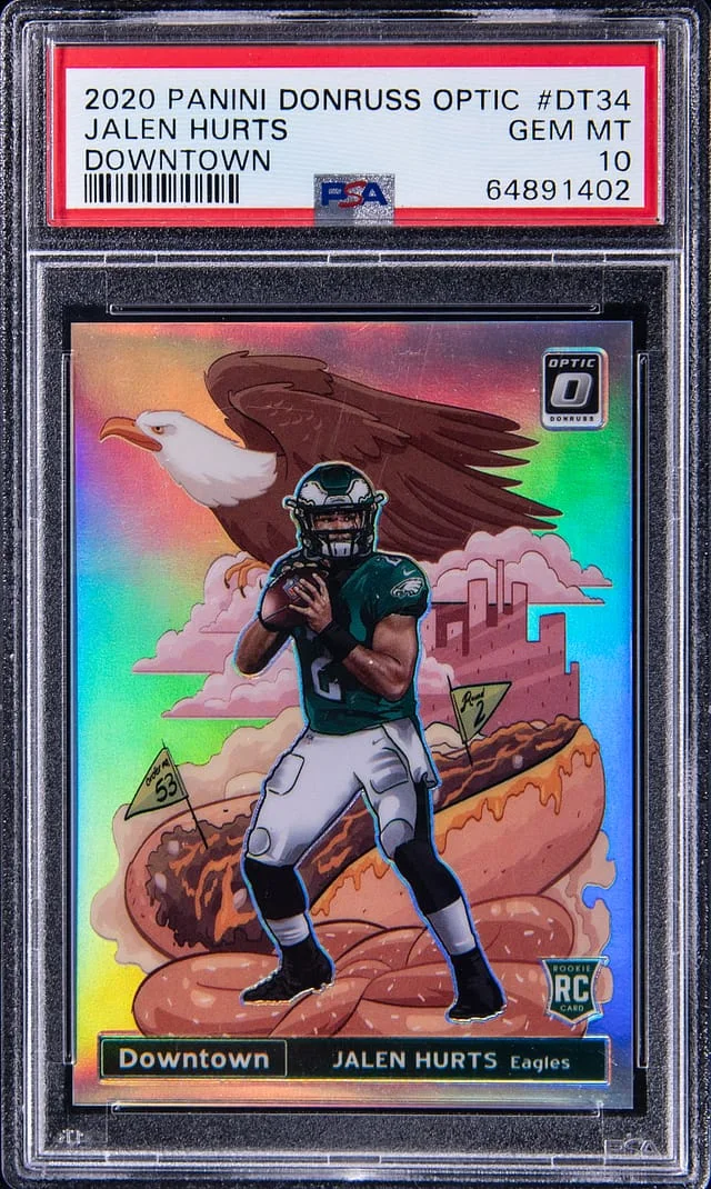 2020 Panini Donruss Optic Jalen Hurts Downtown #DT34 card image