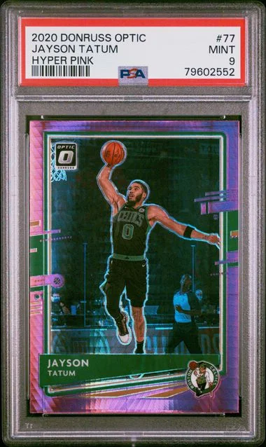 2020 Panini Donruss Optic Jayson Tatum Hyper Pink #77 card image