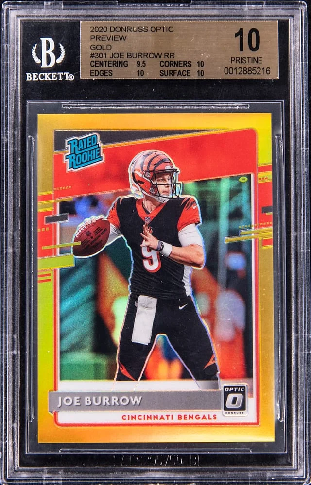 2020 Panini Donruss Optic Joe Burrow Preview Gold #P-301 card image