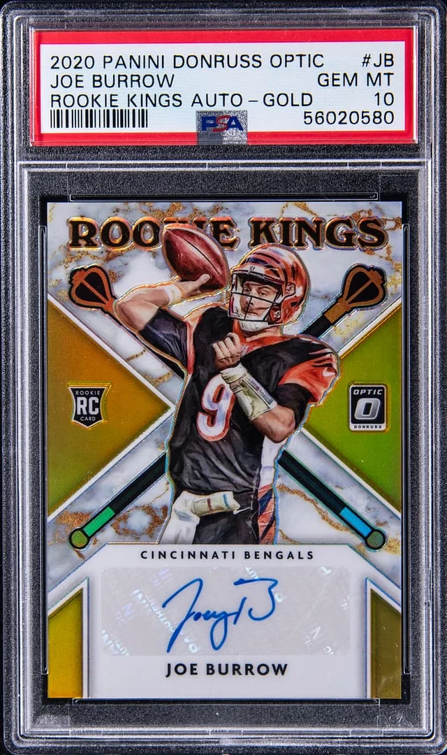 2020 Panini Donruss Optic Joe Burrow Kings Autographs Gold Prizm #RKA-JB card image