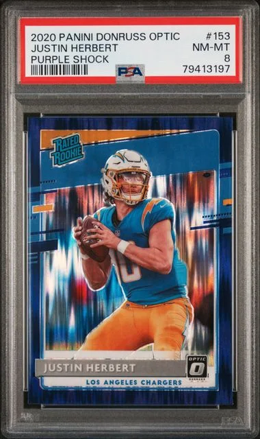 2020 Panini Donruss Optic Justin Herbert Blue Scope #153 card image