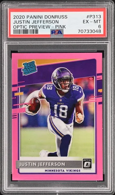 2020 Panini Donruss Optic Justin Jefferson Preview Pink #P-313 card image