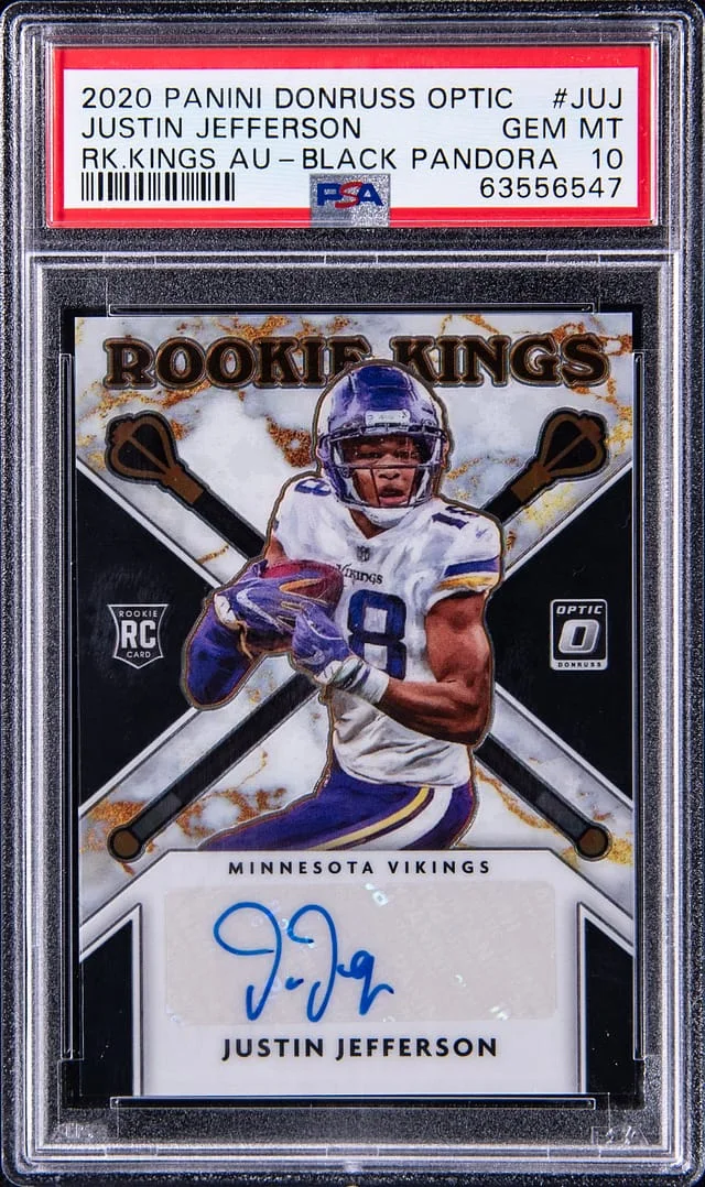 2020 Panini Donruss Optic Justin Jefferson Kings Autograph Black Pandora #RKA-JUJ card image