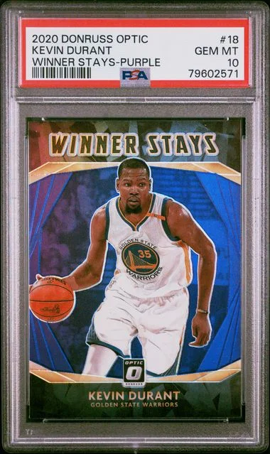 2020 Panini Donruss Optic Kevin Durant Winner Stays Purple #18 card image