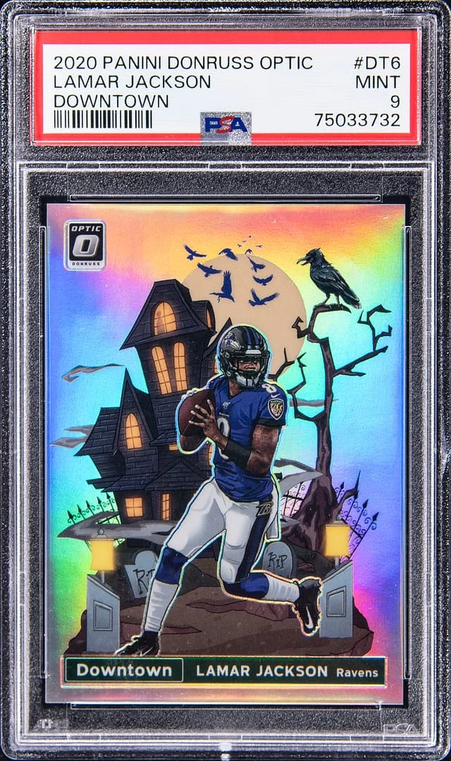2020 Panini Donruss Optic Lamar Jackson Downtown #DT-6 card image
