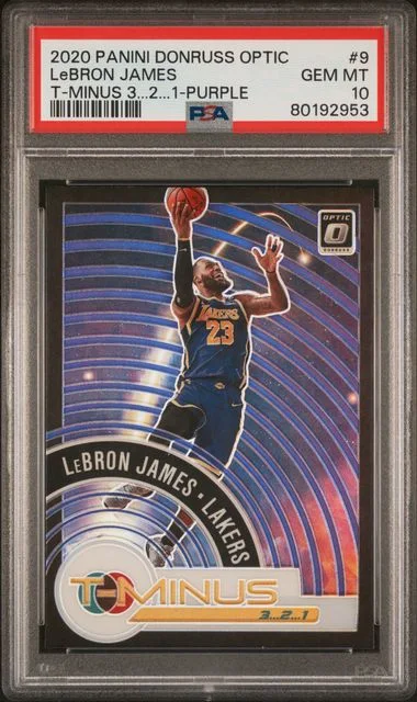 2020 Panini Donruss Optic LeBron James T-Minus 3...2...1 Purple #9 card image
