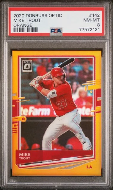 2020 Panini Donruss Optic Mike Trout Orange #142 card image