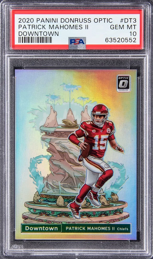 2020 Panini Donruss Optic Patrick Mahomes II Downtown Prizm #DT-3 card image