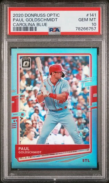 2020 Panini Donruss Optic Paul Goldschmidt Carolina Blue #141 card image
