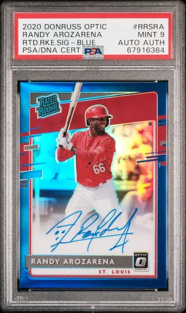 2020 Panini Donruss Optic Randy Arozarena Rated Rookies Signatures Blue #RRS-RA card image