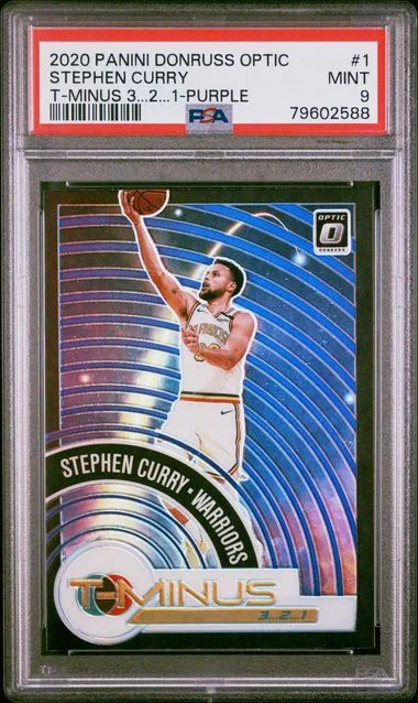 2020 Panini Donruss Optic Stephen Curry T-Minus 3...2...1 Purple #1 card image