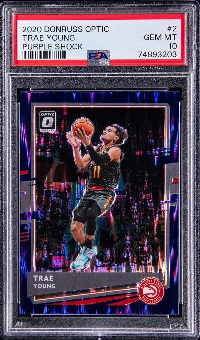 2020 Panini Donruss Optic Trae Young Purple Shock #2 card image