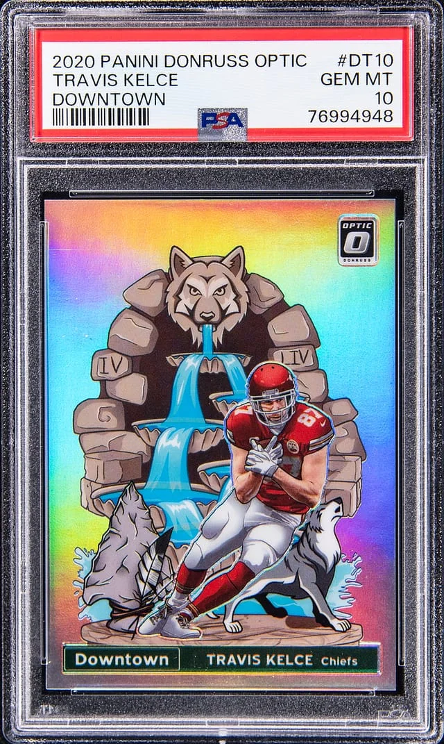 2020 Panini Donruss Optic Travis Kelce Downtown #DT-10 card image
