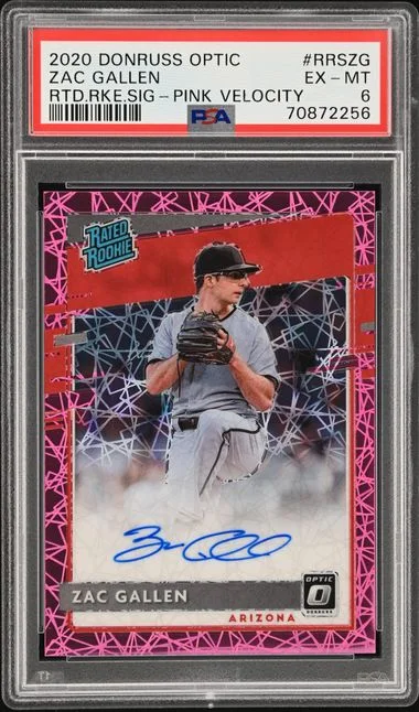 2020 Panini Donruss Optic Zac Gallen Rated Rookies Signatures Pink Velocity #RRS-ZG card image