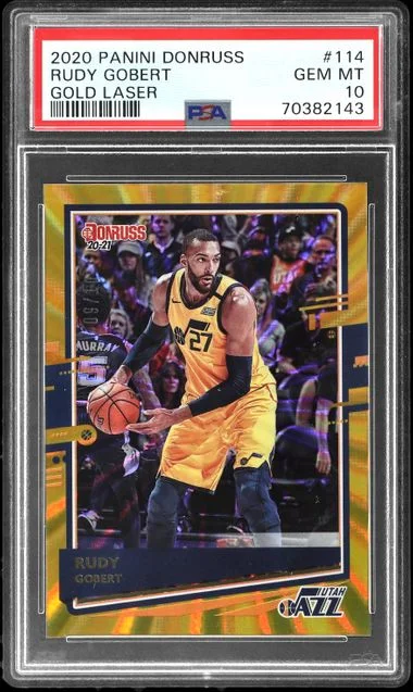 2020 Panini Donruss Rudy Gobert Gold Laser #114 card image