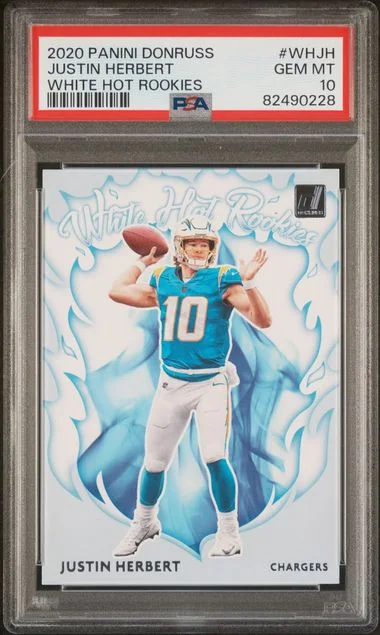 2020 Panini Donruss White Hot Rookies Whjh Justin Herbert #no-number card image