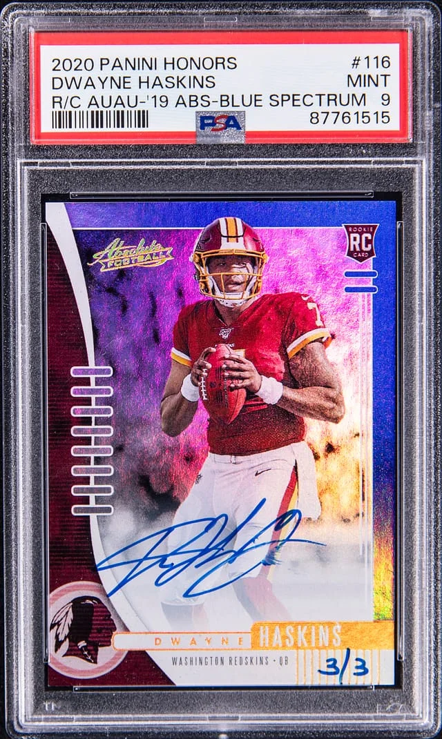 2020 Panini Dwayne Haskins Honors '19 Autographs Absolute Blue Spectrum #116 card image