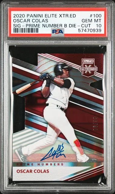 2020 Panini Elite Extra Edition Oscar Colas Signature-Prime Number B Die-Cut #100 card image