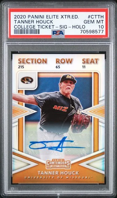 2020 Panini Elite Extra Edition Tanner Houck College Ticket Signature Holo #CT-TH card image