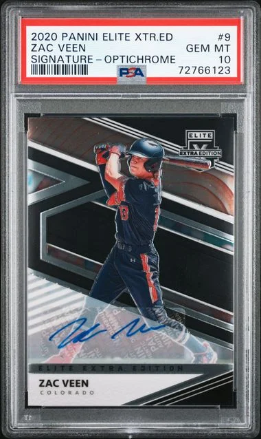 2020 Panini Elite Extra Edition Zac Veen Signature Optichrome #9 card image