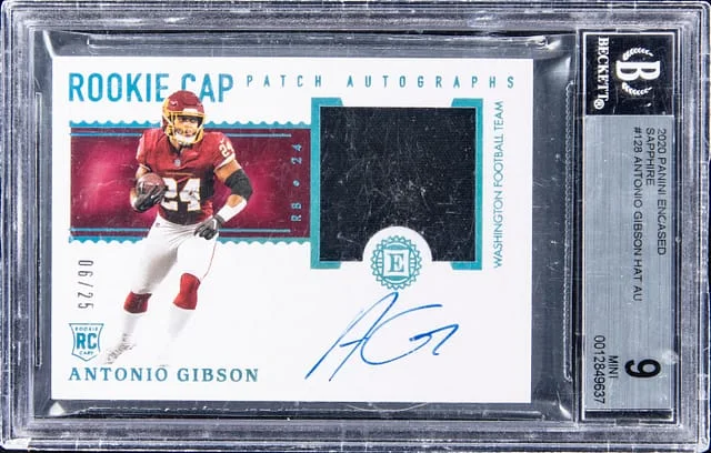 2020 Panini Encased Antonio Gibson Sapphire #128 card image