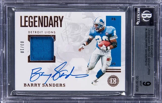 2020 Panini Encased Barry Sanders Legendary Swatch Signatures #LSS-BS card image