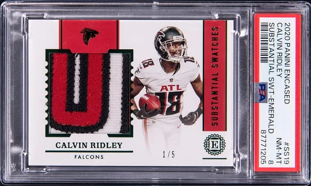 2020 Panini Encased Calvin Ridley Substantial Swatches Emerald #SS-19 card image