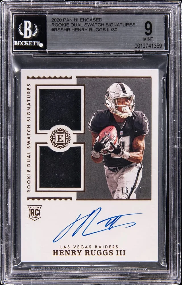 2020 Panini Encased Henry Ruggs III Dual Swatch Signatures #RSS-HR card image