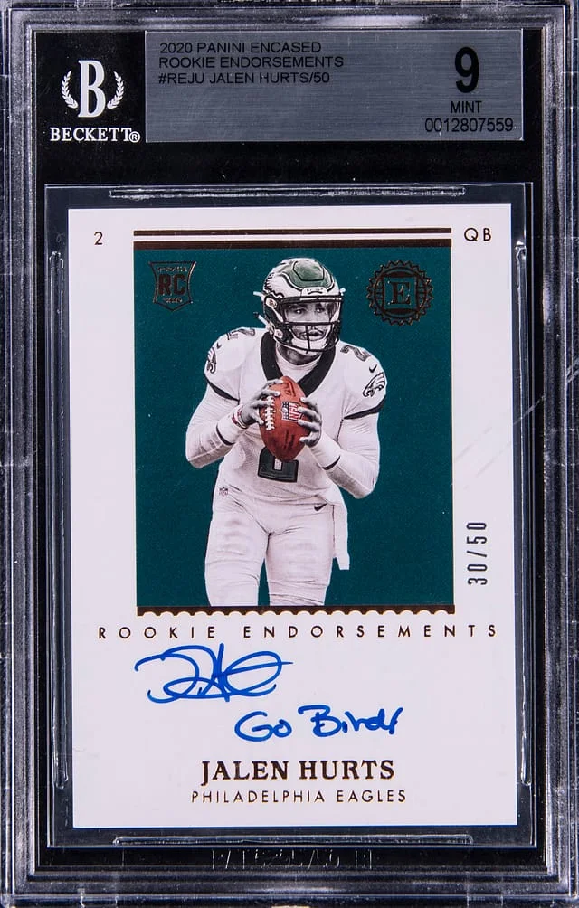2020 Panini Encased Jalen Hurts Endorsements #RE-JU card image