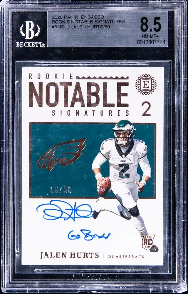 2020 Panini Encased Jalen Hurts Notable Signatures #RNS-JU card image