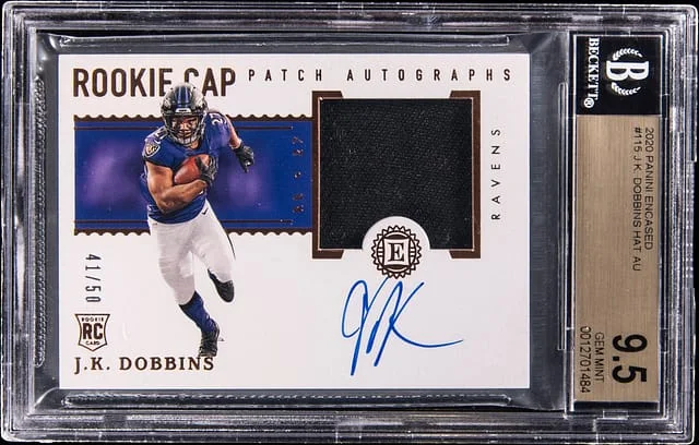 2020 Panini Encased J.K. Dobbins Patch Autographs #115 card image