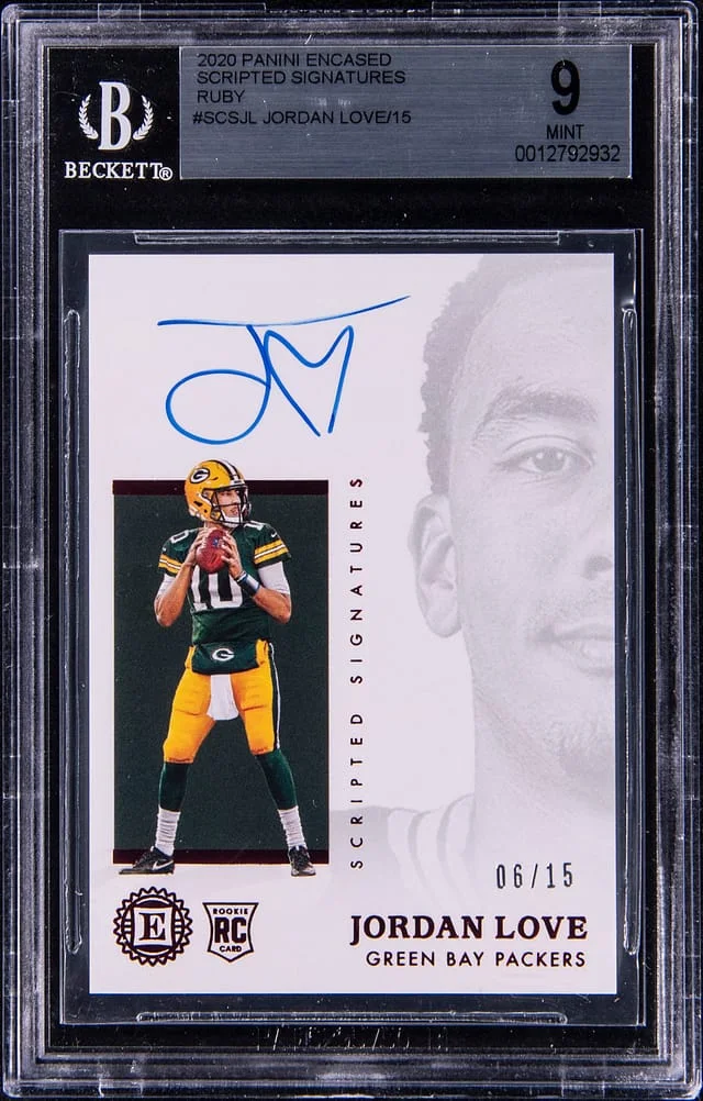 2020 Panini Encased Jordan Love Scripted Signatures Ruby #SCS-JL card image