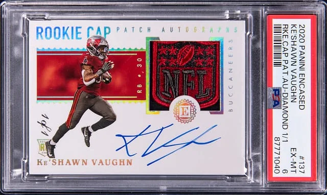 2020 Panini Encased Ke'Shawn Vaughn Cap Patch Autograph Diamond #137 card image