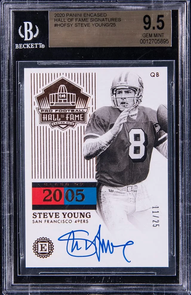 2020 Panini Encased Steve Young Hall of Fame Signatures #HOFSY card image