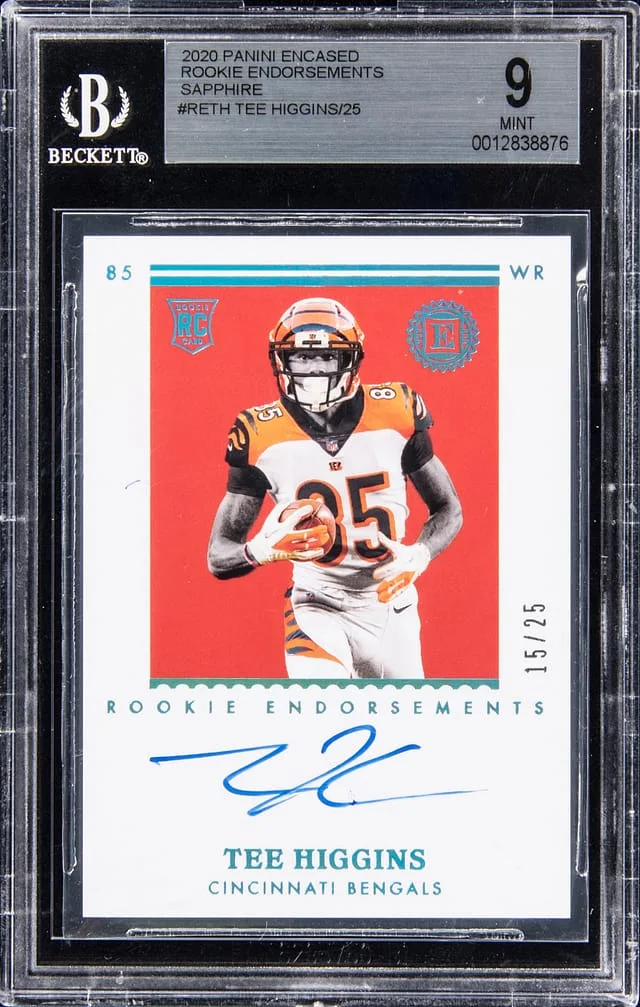 2020 Panini Encased Tee Higgins Endorsements Sapphire #RE-TH card image