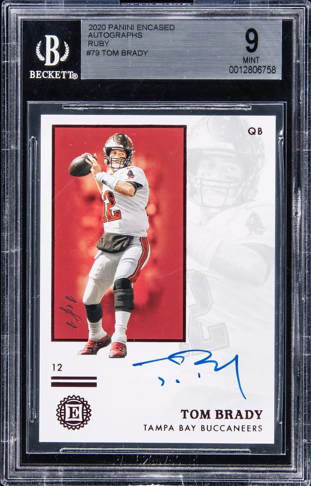 2020 Panini Encased Tom Brady Autographs Ruby #79 card image