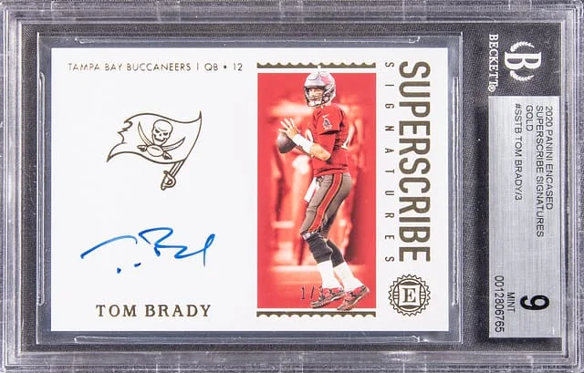2020 Panini Encased Tom Brady Superscribe Signatures Gold #SS-TB card image